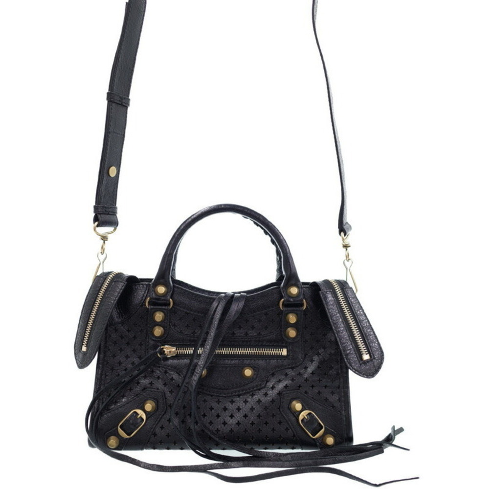 Balenciaga Crossbody City Black Bag Perforated 2way - Picture 2 of 9